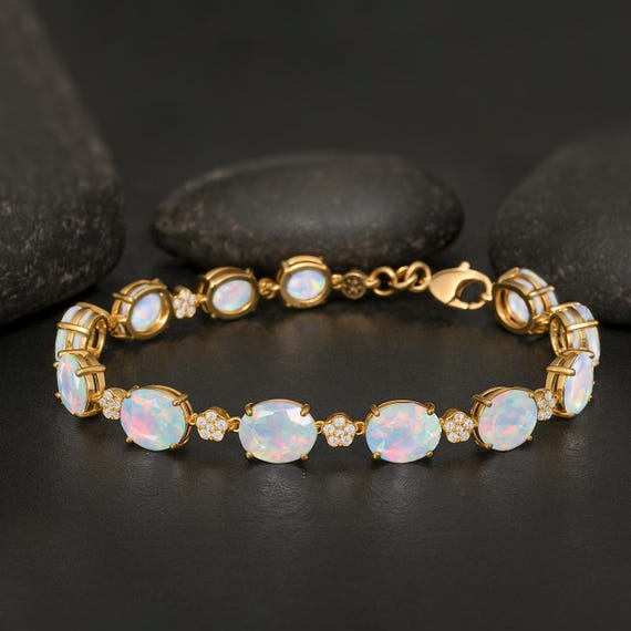 天然 エチオピア オパール ブレスレット レディース イエローゴールド 加工 天然石 お守り 40代 50代 ブランド 天然 オパール エチオピア産 ブレスレット 宝石鑑別書 付き