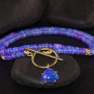 AAA Lavender Opal Gemstone Beads Necklace, Multifire Opal Charm Pendant Necklace, Delicate Opal Charm Jewelry, Birthstone Gift for Her