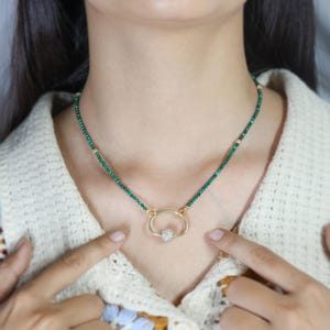 AAA Malachite faceted beads necklace with beautiful gold clasp design pendant, Minimalist necklace, Handmade necklace, Gift for her