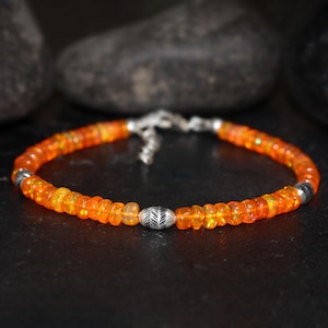 Orange opal beaded bracelet for women, Charm bracelet, Minimalist bracelet, bracelet for her, AAA Ethiopian opal bracelet gift for her