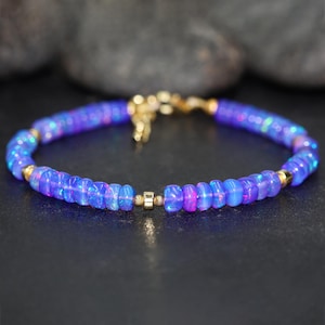 Natural fire Ethiopian opal beaded bracelet for women, Rondelle opal beaded bracelet, Vintage fire opal bracelet AAA Ethiopian opal bracelet