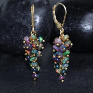 Natural fire Ethiopian opal beaded cluster earrings, Handmade earrings, earrings for women, AAA Ethiopian opal earrings, Gift for her
