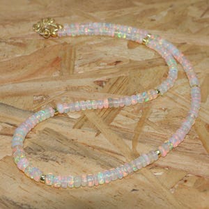Natural fire opal beaded necklace for women, October birthstone, AAA Ethiopian opal necklace, beaded jewelry, Vintage fire opal necklace