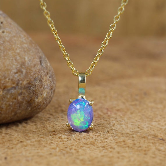 Oval opal pendant necklace for women, fire opal jewelry, AAA Ethiopian opal pendant necklace, October birthstone opal jewelry, Gift for her