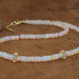AAA Ethiopian opal beaded necklace, Charm necklace, Necklace for women, fire opal necklace, Natural fire opal beaded necklace for her