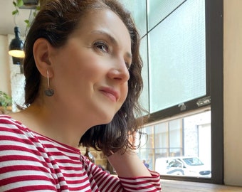 Aros de plata de ley con forma de hongo: joyas colgantes de rodio negro