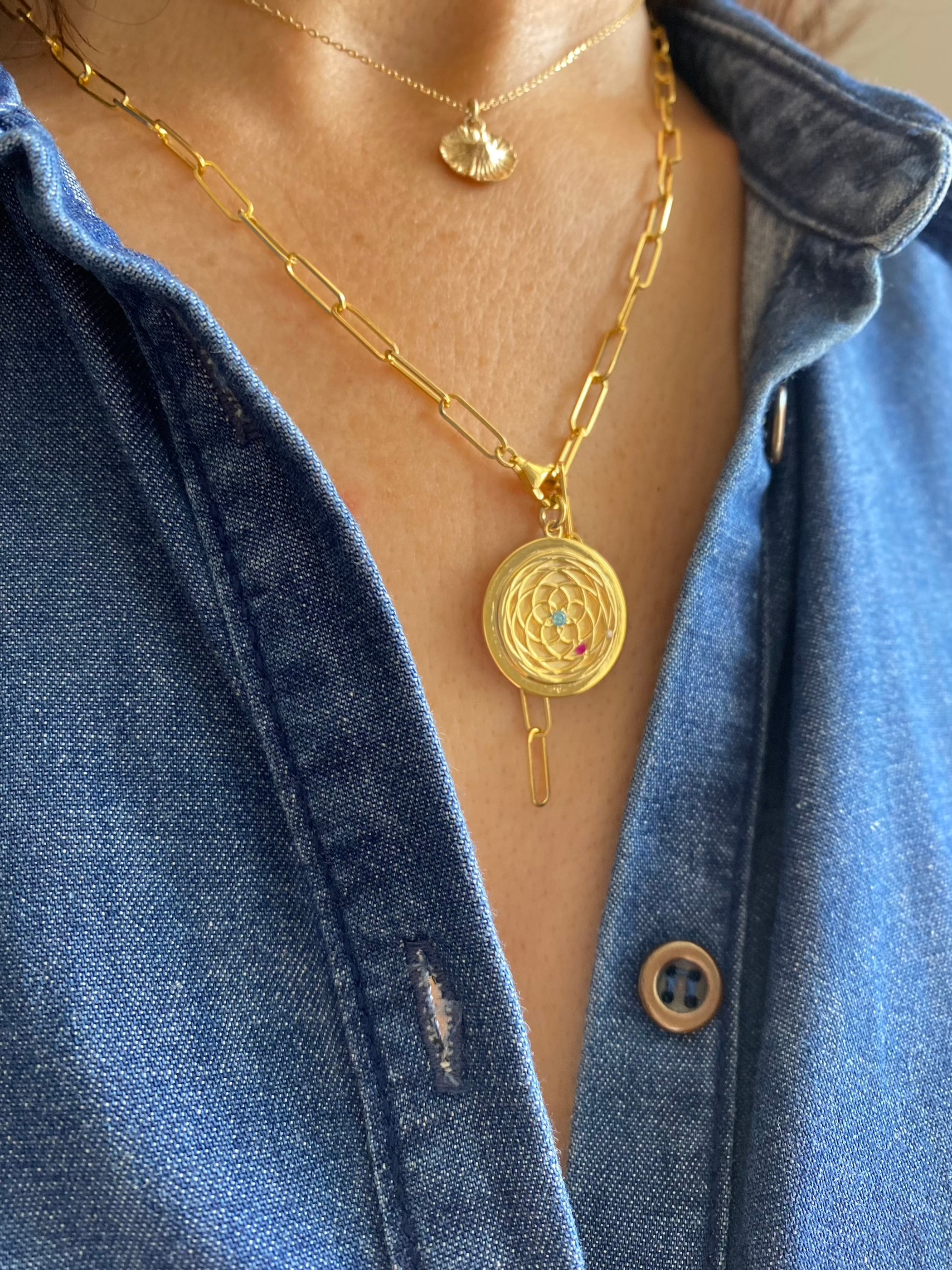 Gold Venus Necklace Rose of Venus Medallion Dance of Etsy