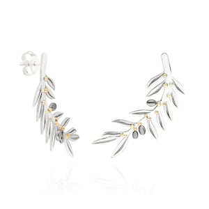 Delicate Olive Branch Earrings, Nature Inspired Silver Stud, Statement Jewelry, Special Gift for Mom, Dainty Leaf Stud, Perfect Gift for Her