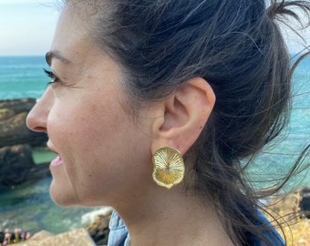 Aretes de hongo en oro de 18 quilates: joyas de plata de ley con un toque de distinción