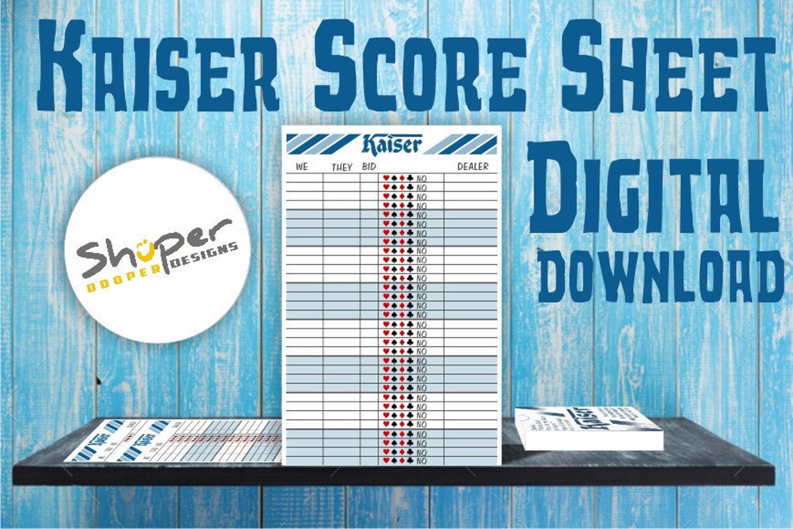 Kaiser Card Game Score Sheets SD Designs Instant Download Etsy