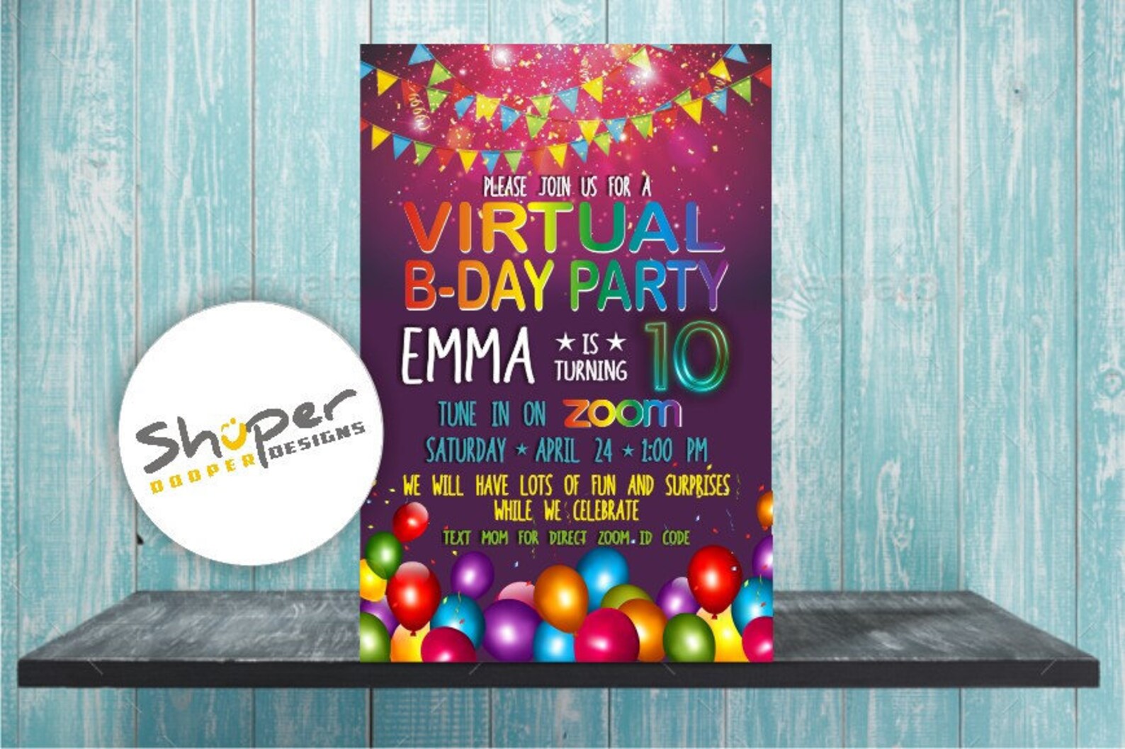 VIRTUAL ZOOM BIRTHDAY Party Invitation Etsy