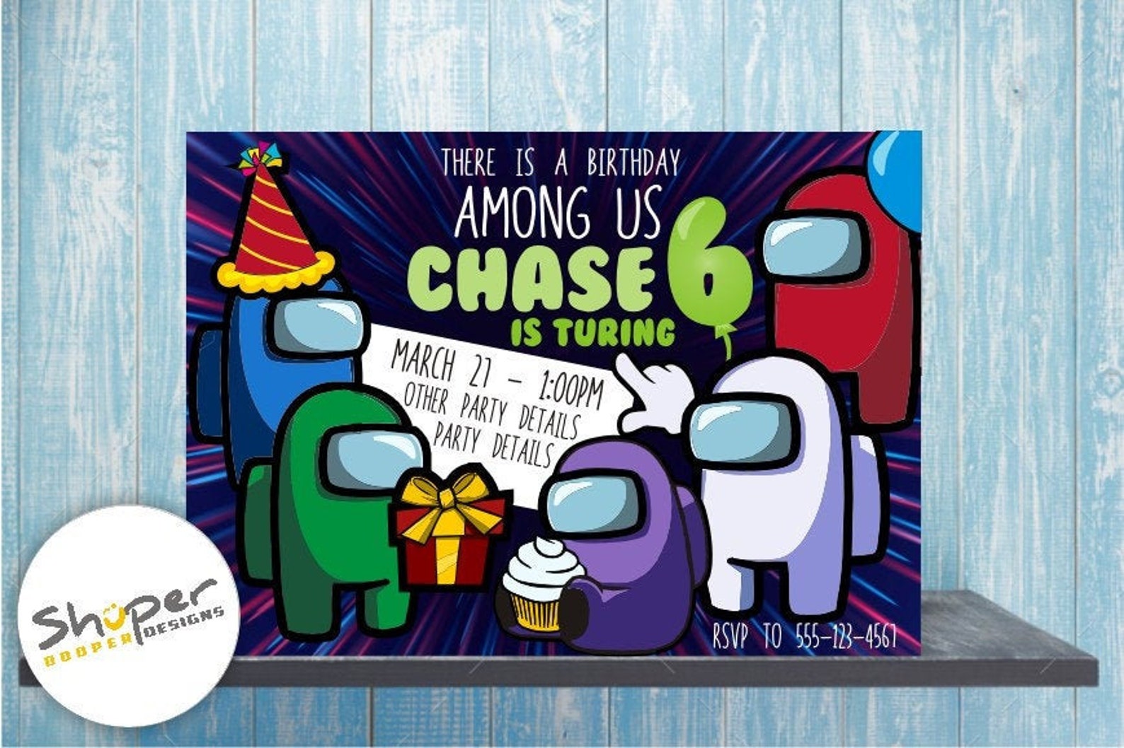 Among us birthday party invitation etsy