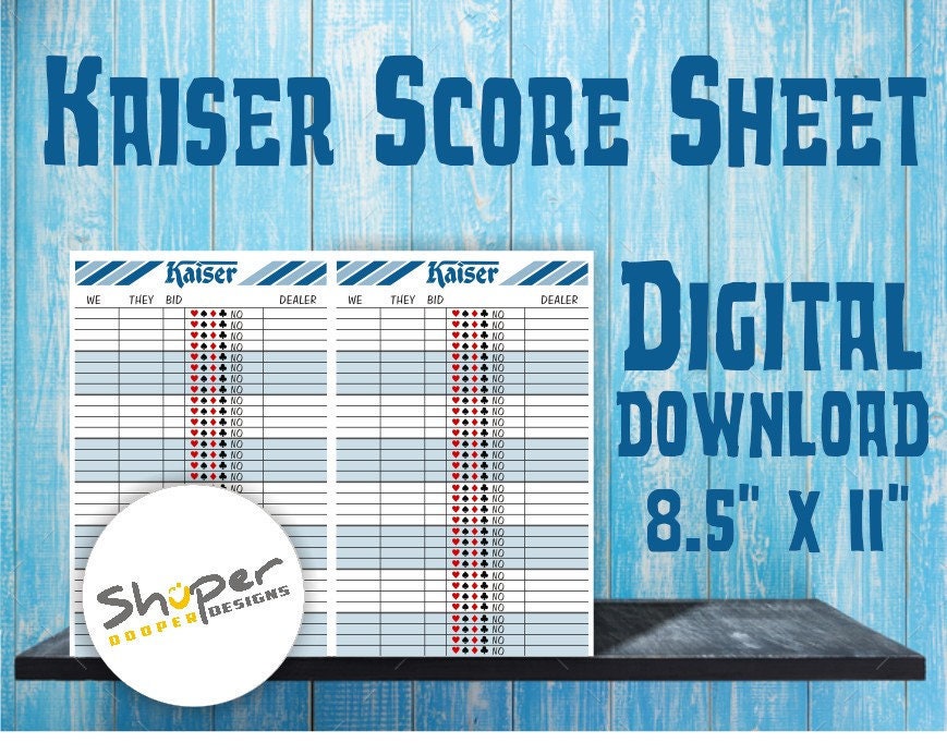 Kaiser Card Game Score Sheets SD Designs Instant Download Etsy