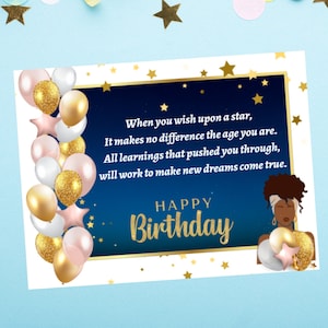 Alles Gute zum Geburtstag Afroamerikanerfrau, Anti-Ageismus Geburtstag, Afroamerikaner alles Gute zum Geburtstag, Urban alles Gute zum Geburtstag, Geburtstagswunsch