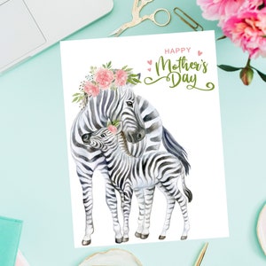 Tarjeta del Día de la Madre, Mamá y yo, Tarjeta de cebra, Tarjeta para mamá, Saludo del Día de la Madre, Tarjeta de hija, Regalo para mamá, Regalo del Día de la Madre