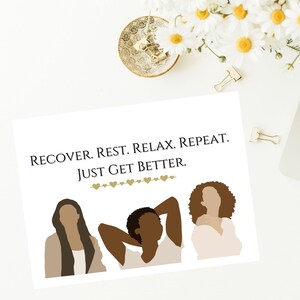 Cartes Femmes noires de rétablissement, Cartes Se sentir mieux bientôt, Cartes de vœux, Cartes De rétablissement, Cartes de rétablissement, Cartes de rétablissement Noir