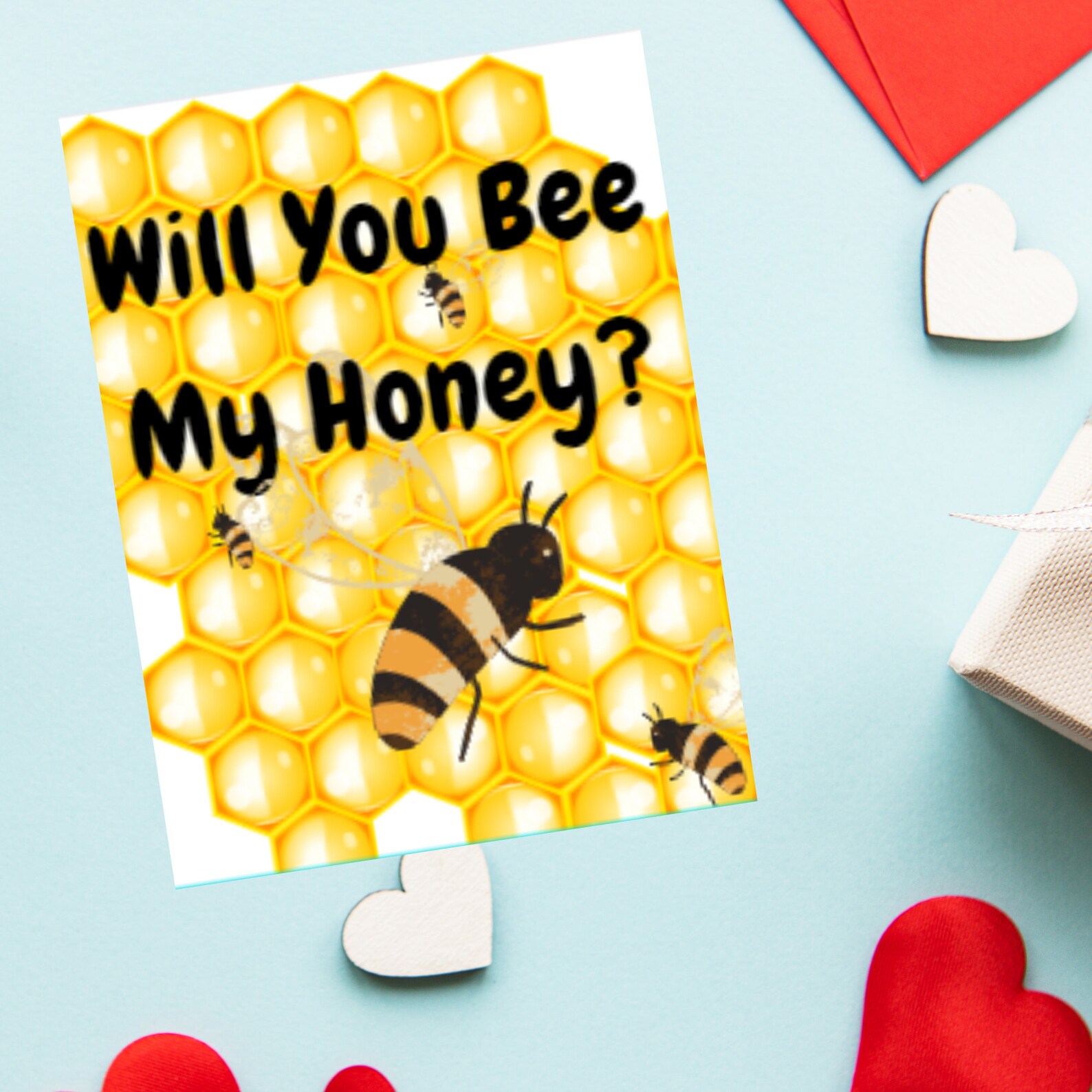 Will You Be My Honey Card Valentines Day Gift Card for Etsy