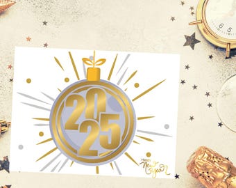 10 Karten-Set - Neujahrskarte, Frohes Neues Jahr 2025 Karte, Frohes Neues Jahr 2025, Neujahrs-Grußkarte 2025, Neujahrskartenpaket, Neujahrswünsche