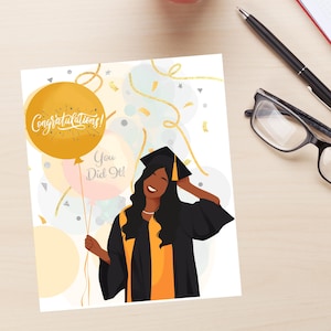 Carte de remise des diplômes pour femme noire, diplômé HBCU, cadeaux de remise des diplômes, carte de remise des diplômes, diplômé de félicitations