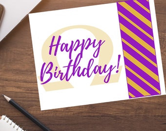 Kartka urodzinowa dla brata z bractwa, greckie bractwo, greckie gadżety, spersonalizowane gadżety, 1911, fioletowo-złoty