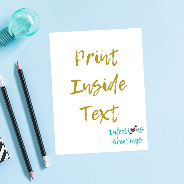 ORDER ADD ON: Print Text Inside Infectious Greeting Card - Add Personalized Message per Card Set