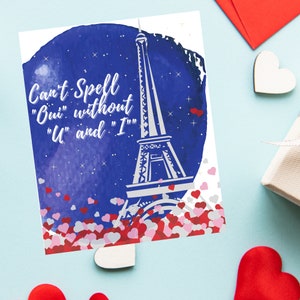 Tarjeta de la Torre Eiffel, tarjeta de San Valentín francesa, regalo de San Valentín, tarjeta para románticos, tarjeta para enamorados románticos, tarjeta para viajeros