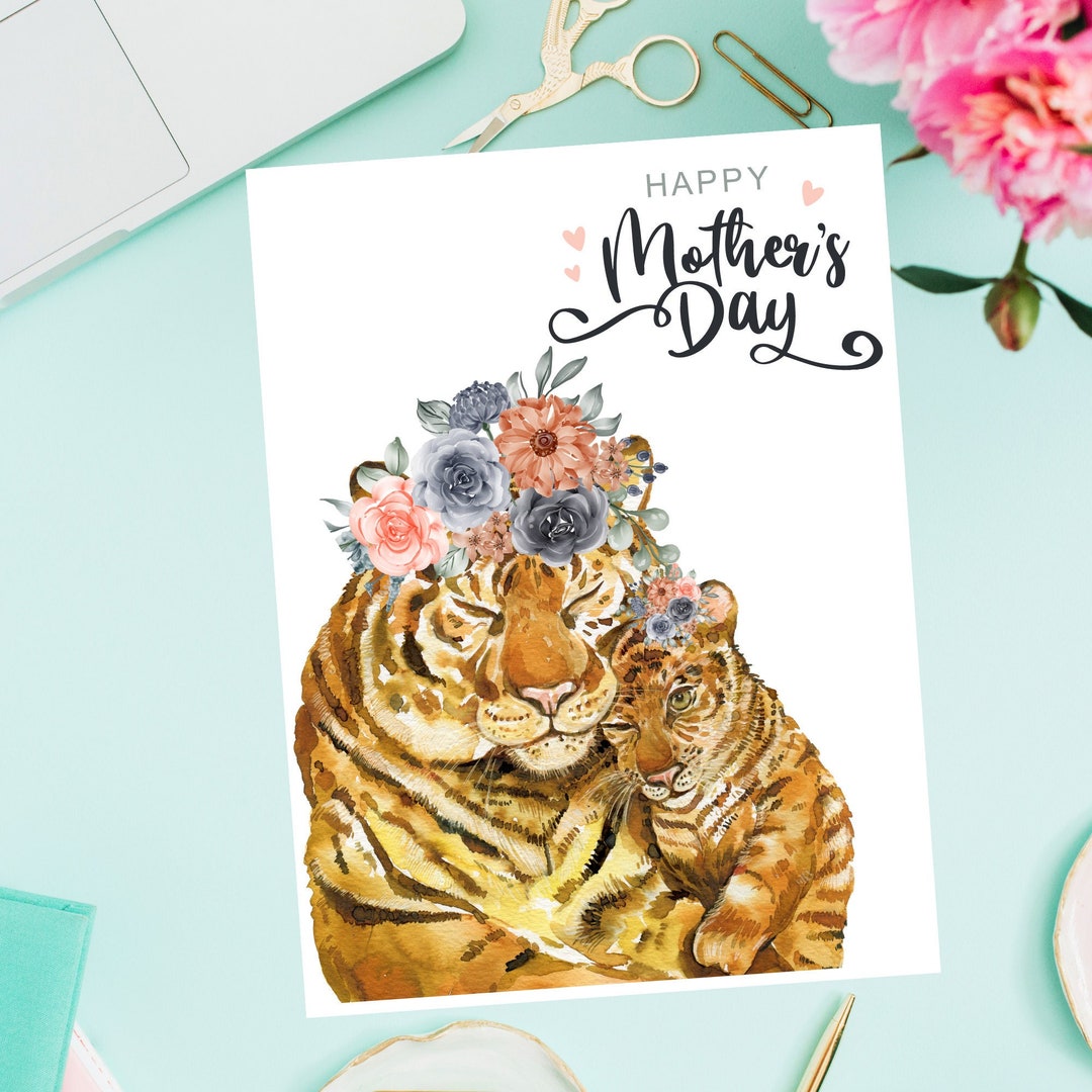 Mothers Day Card, Mommy and Me, Tiger Card, Card for Mom, Mothers Day ...
