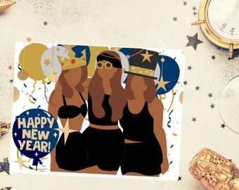 10 Card Set- New Years Card, Happy New Year Card, Happy New Year Card, New Year Greeting Card, New Year Card Pack, New Year Party