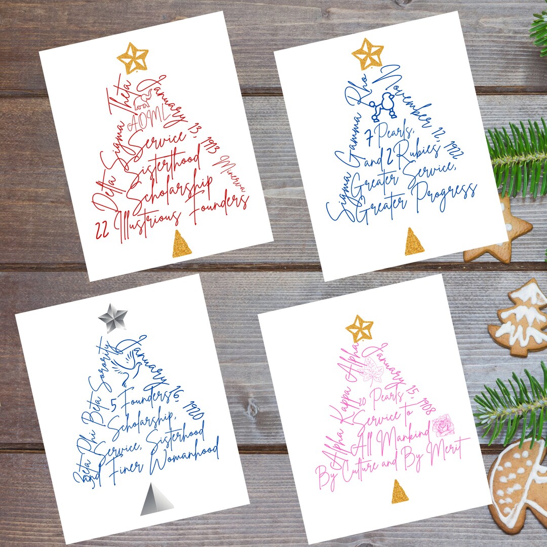 10 Christmas Cards Merry Christmas Sorority Cards Holiday - Etsy