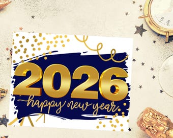 10 Karten-Set - Neujahrskarte, Frohes Neues Jahr 2026 Karte, Frohes Neues Jahr 2026, Neujahrs-Grußkarte 2026, Neujahrskartenpaket, Neujahrswünsche