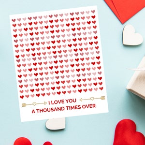 I Love You A Thousand Times Karte, Karte für poetische Liebhaber, Karte zum Valentinstag, grenzenlose Liebe, ich liebe dich