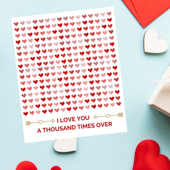 I Love You A Thousand Times Card, Love Card, Card for Poetic
