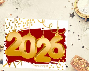 10 Card Set- New Years Card, Happy New Year 2026 Card, Happy New Year Card, New Year Greeting Card 2026, New Year Card Pack, New Year Wishes