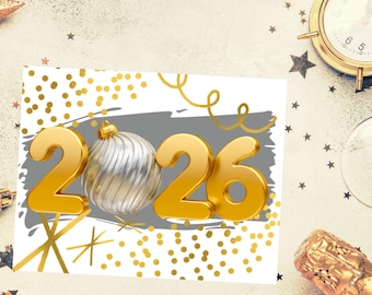10 Card Set- New Years Card, Happy New Year 2026 Card, Happy New Year Card, New Year Greeting Card 2026, New Year Card Pack, New Year Wishes
