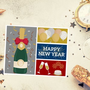 Set da 10 biglietti: biglietto di Capodanno, biglietto di buon anno, biglietto di buon anno, biglietto di auguri di Capodanno, pacchetto di biglietti di Capodanno, auguri di Capodanno