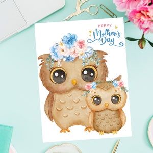 Biglietto per la festa della mamma, mamma e me, biglietto gufo, biglietto per la mamma, auguri per la festa della mamma, biglietto dalla figlia, regalo per la mamma, regalo per la festa della mamma