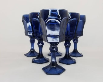 Water Glass Goblet Fostoria Virginia Dark Blue 