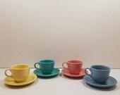 Vintage Set of 4 assorted Fiesta tea cup and saucer sets