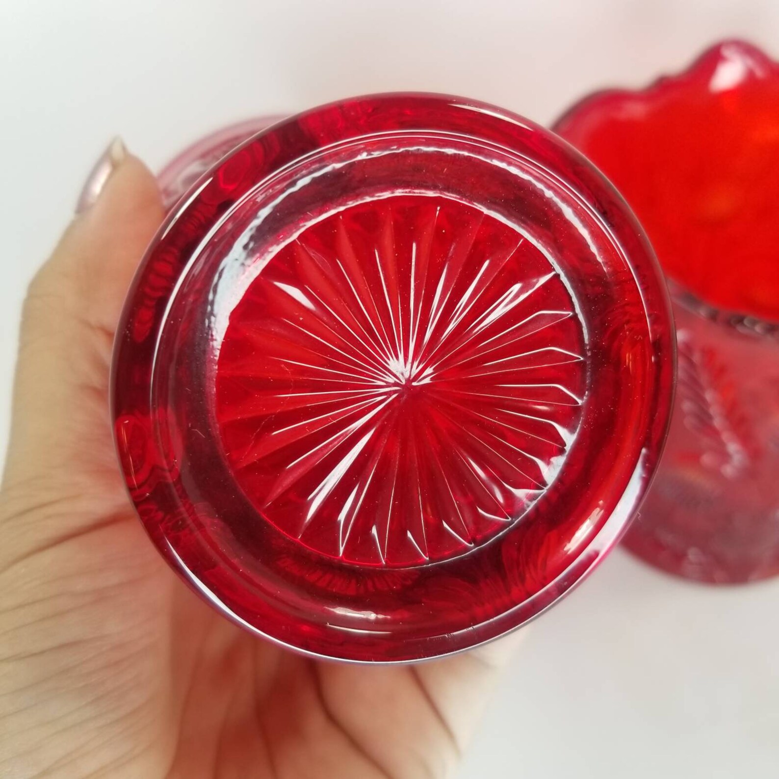 Vintage Set of Mosser Glass Company Inverted Thistle Ruby Red Etsy