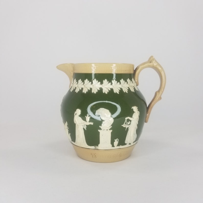 Antique Copeland Spode Green Jasperware Pitcher Copeland Etsy