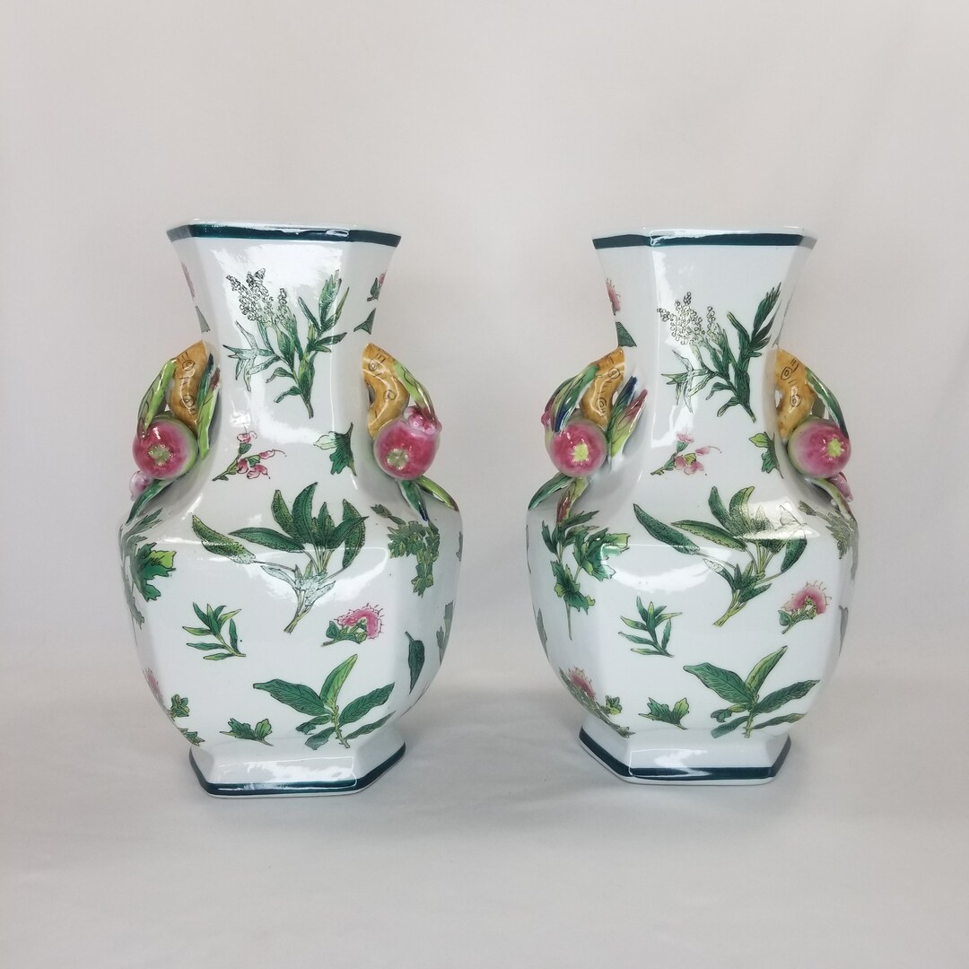 Vintage Pair of Andrea by Sadek Double Pomegranate Vases, Andrea by
