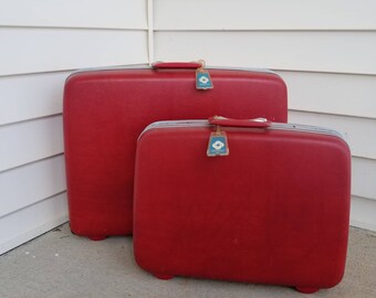 vintage red samsonite luggage