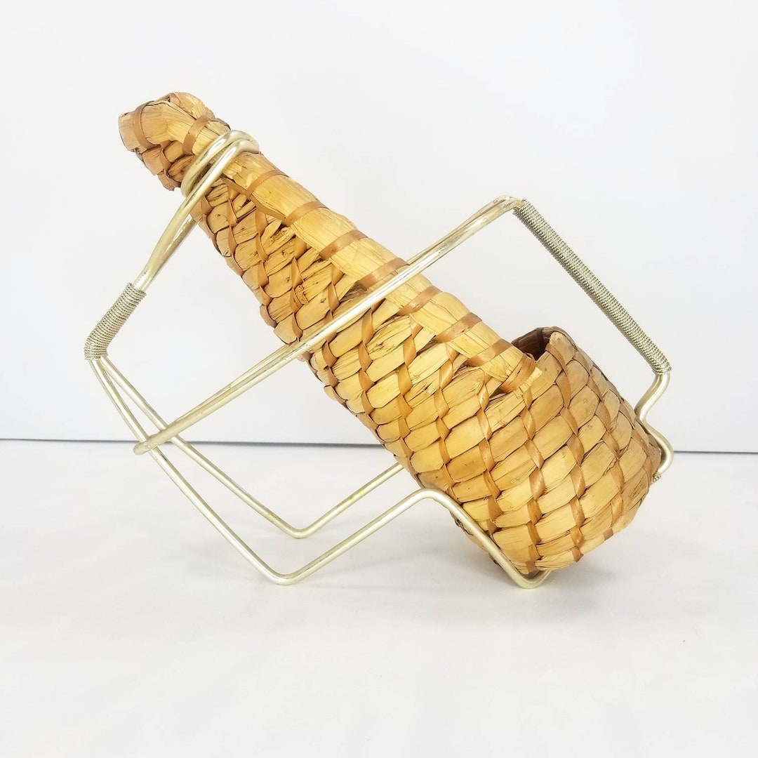 Vintage Wine Bottle Holder, Woven Wine Bottle Holder With Caddy, Wine