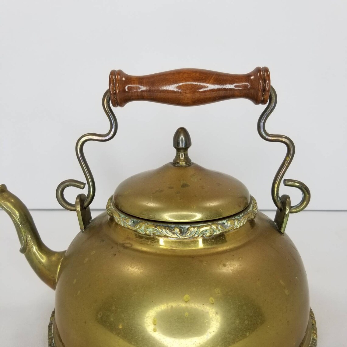 Vintage brass teapot brass teapot with wooden handle hinged Etsy