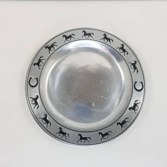 Vintage Set of 4 Pewtarex Equestrian Plate/chargers Pewter Etsy
