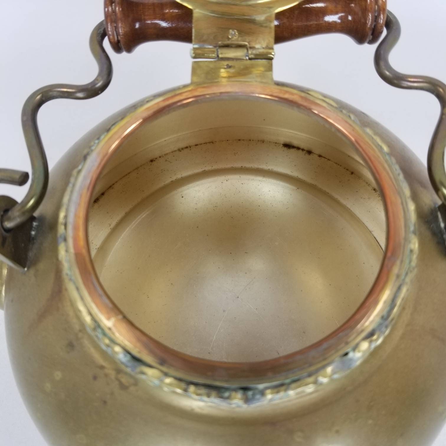 Vintage brass teapot brass teapot with wooden handle hinged Etsy