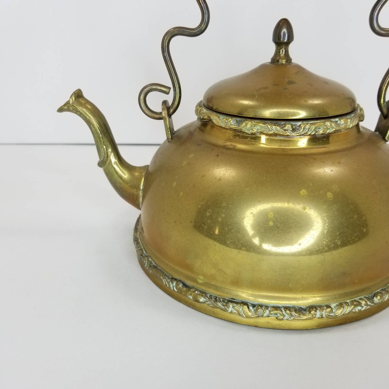 Vintage brass teapot brass teapot with wooden handle hinged Etsy