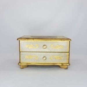 Vintage Florentine Jewelry Box, Gold and White, Wooden – The House of  Hanbury