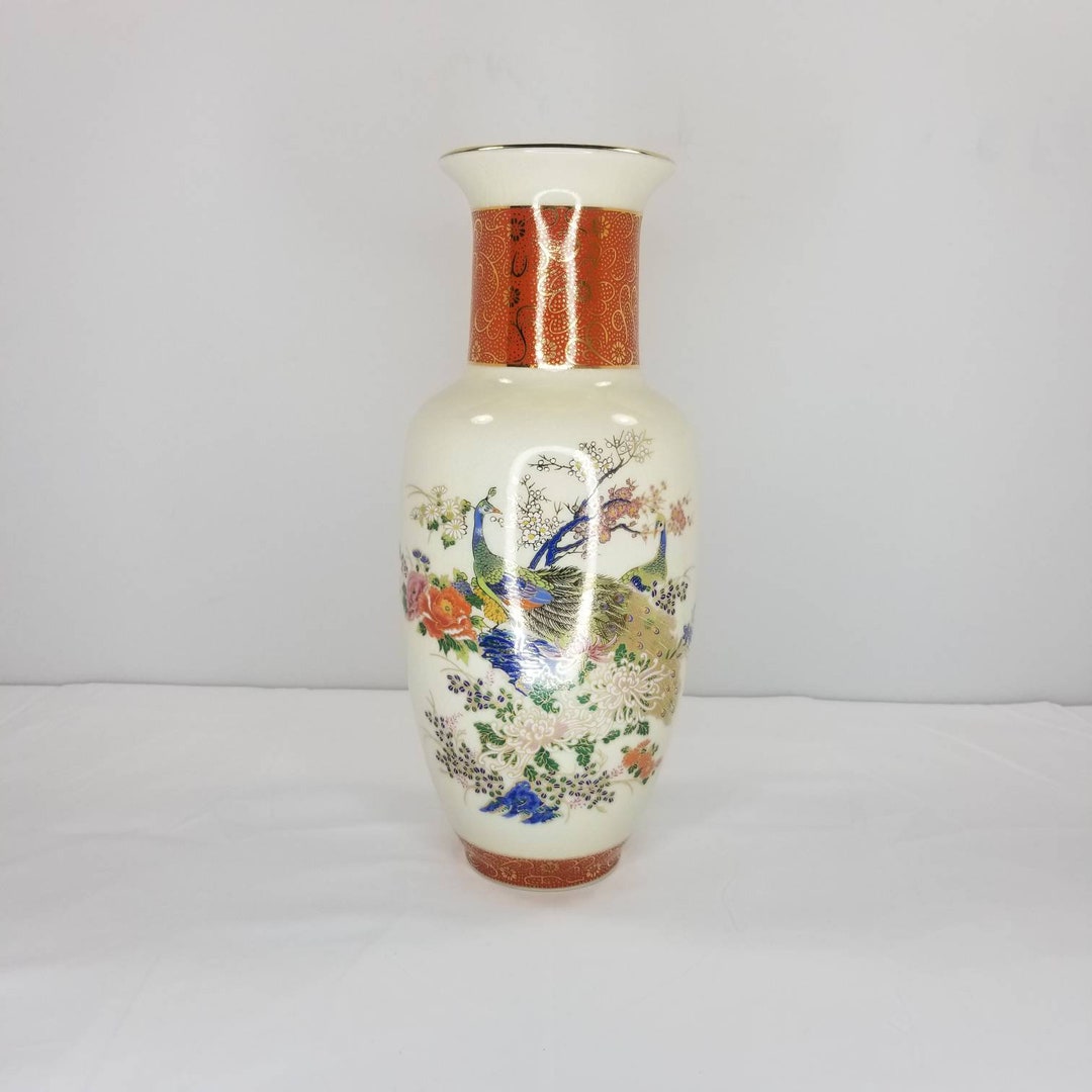 Vintage Satsuma Peacock Vase Satsuma Peacock Vase Satsuma Etsy