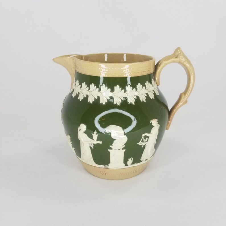Antique Copeland Spode Green Jasperware Pitcher Copeland Etsy